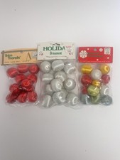 3 Dozens Vintage Satin Sheen Unbreakable 25mm Christmas Ornaments NOS Taiwan