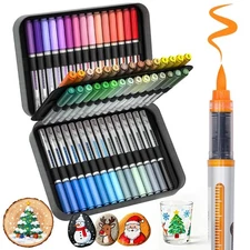 60 Colors Acrylic Markers, Acrylic Paint Markers with Canvas Bag, Water-Based...
