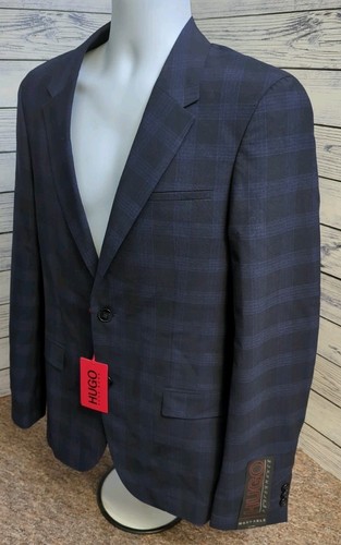 HUGO Performance Wool Blend Extra Slim Fit Navy Suit Jacket 36L Trousers 31W - Picture 3 of 15