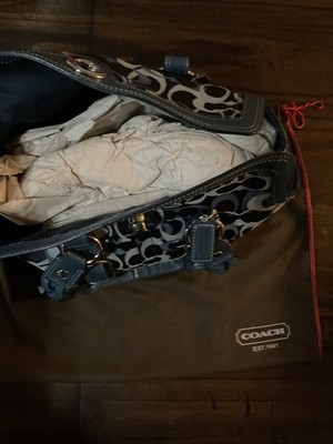 Vintage Coach Chelsea Optic Signature Turnlock Bag (Blue) | eBay
