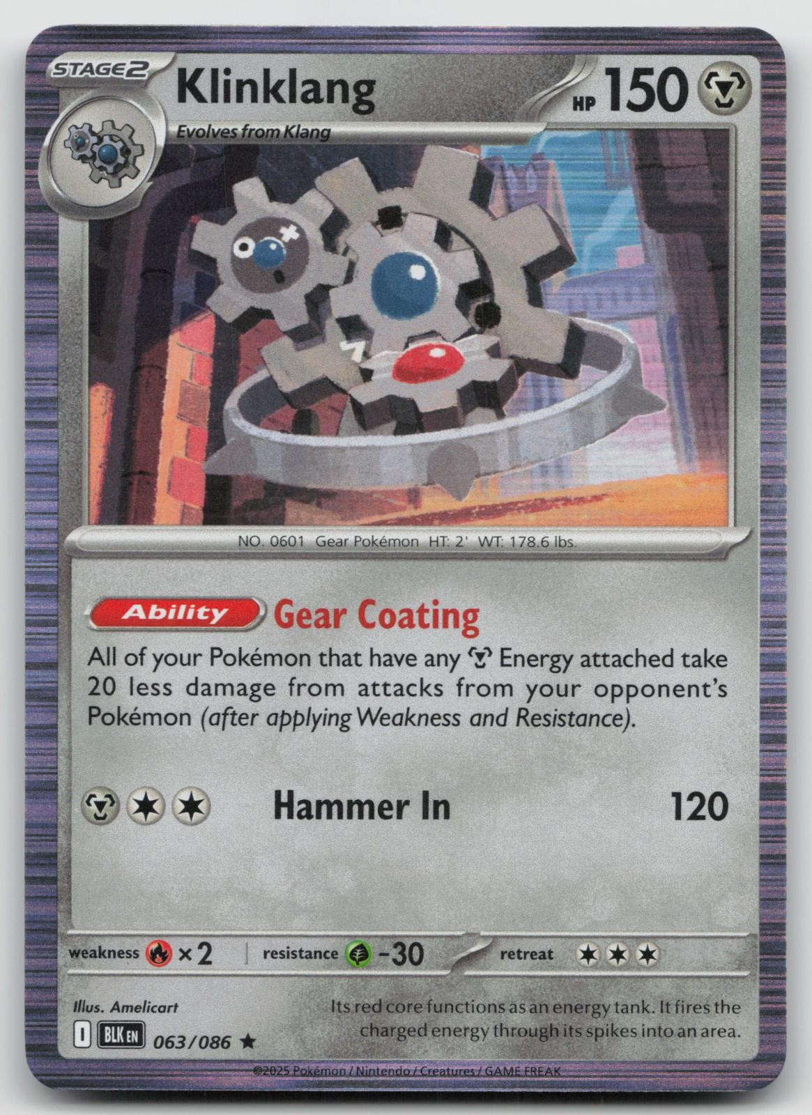 Klinklang 063/086 Holo Rare Black Bolt Pokemon Near Mint