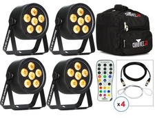 Chauvet DJ SlimPAR Q6 ILS USB RGBA Par 4-Pack Essentials Bundle