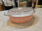 Pyrex Vintage Pink Daisy 045 Oval Casserole w/ Lid 2.5 Quart Rare READ!
