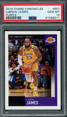 2019/20 Panini Chronicles Score LEBRON JAMES Purple /49 #607 Lakers PSA 10