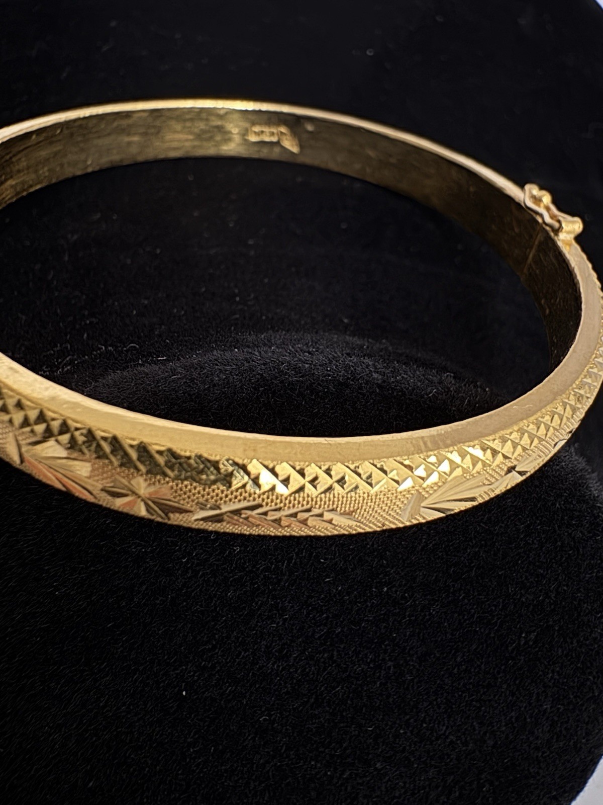 24K 999 Pure Solid Yellow Gold Hinged Bangle Brac… - image 1