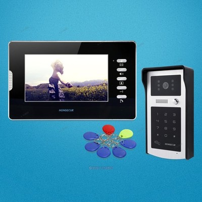 7'' Video Door Phone Intercom System with Keyfobs Password Keypad for House/ Flat