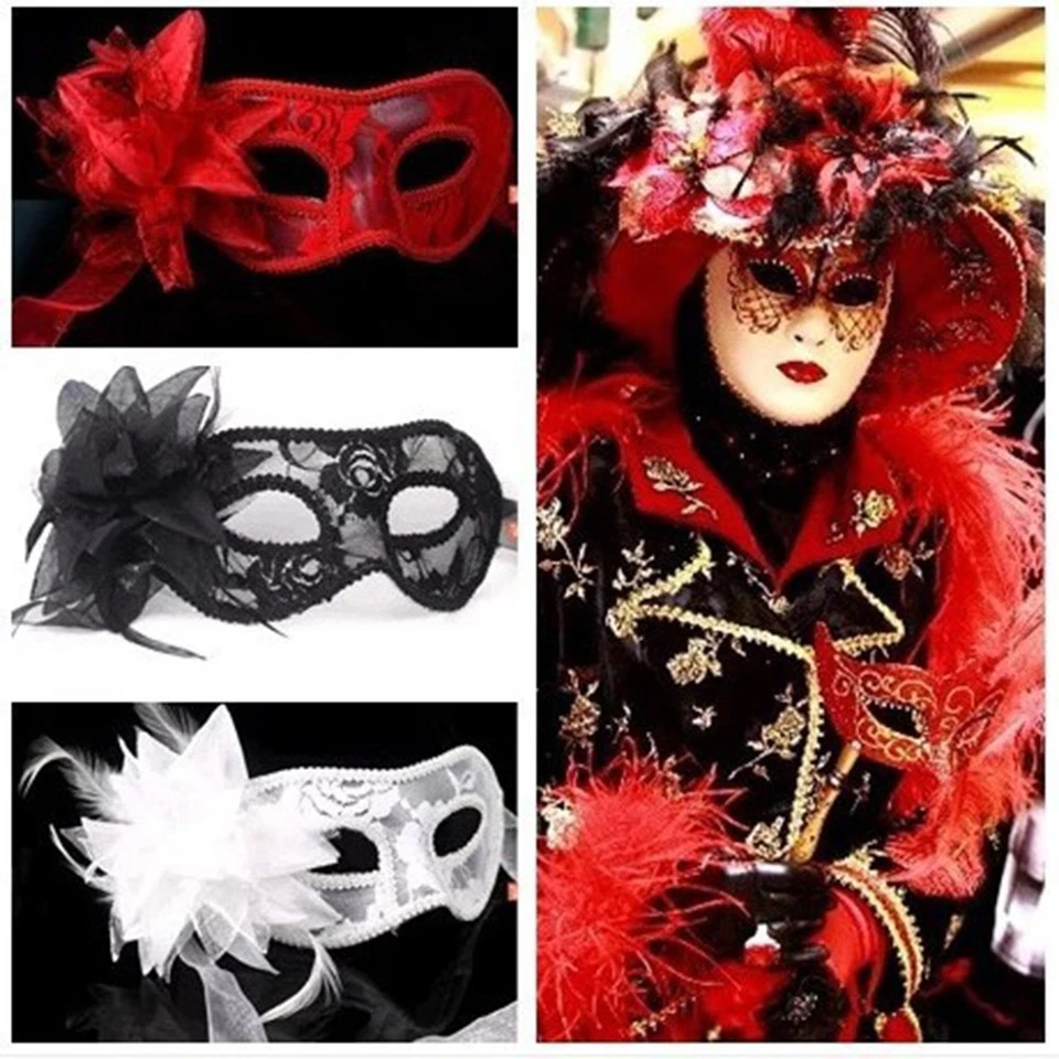 Lace Mask with Flowers Sexy Beauty Princess Half Face Masks Party Mask Prop - Image 2 of 4
