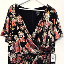 Adrianna Papell Dress Plus Sz20W Foiled Floral Mesh Drape MOTB Wedding NWT $199