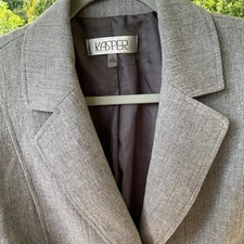 Kasper Women Suit Separates Office Two-Button Blazer Jacket Grey Double Lined 12