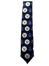US Navy Master Mason Square Compass Logo Necktie Fraternity Blue Tie NEW 