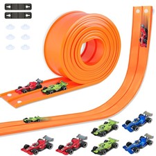 15 Ft Double Sided Flexible Race Track Set with 6 Toy Cars for Kids Orange 