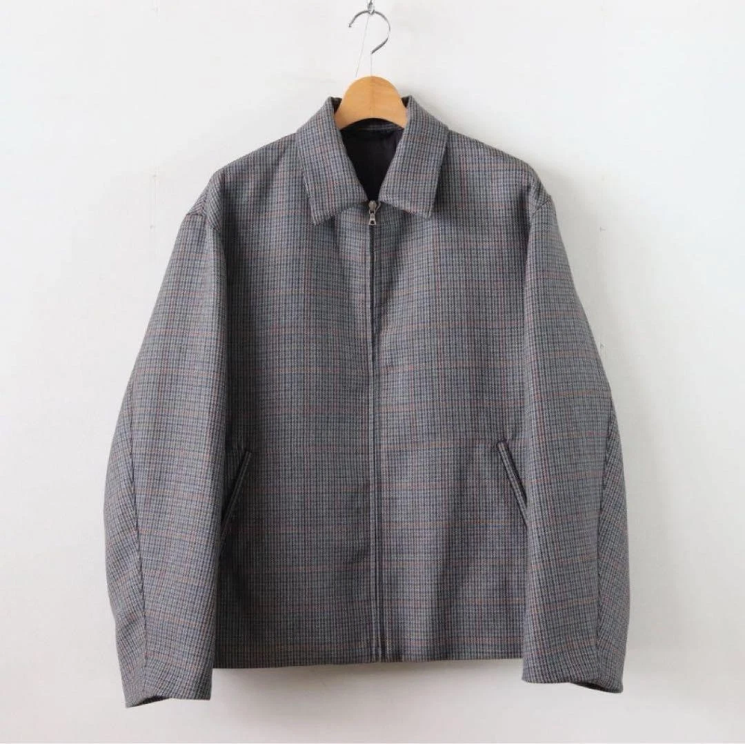 AURALEE Double Face Zip Blouson Size 3 Wool 100% Check Cupro Lined Made in Japan image 1