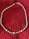 Vintage Graduated Pearl Necklace Costume Prop Jewelry Diamond Sphere Accents