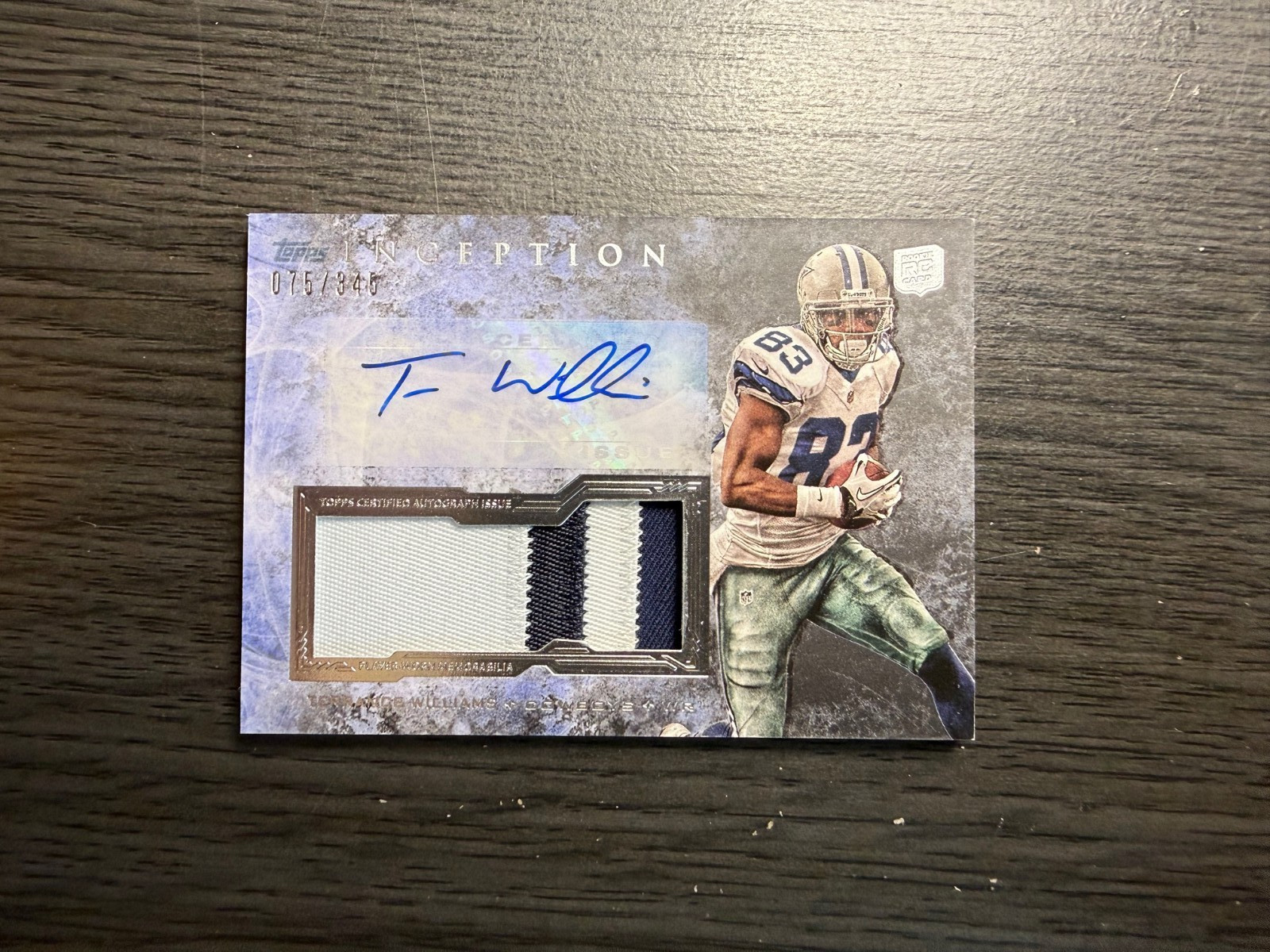 Terrance Williams Topps Inception Autograph Jumbo Patches #TWI Base