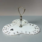 Small Snack Tray FENTON Vintage Milk Glass With Handle-with Original Sticker