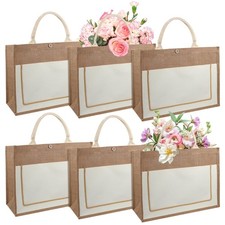Large Jute Tote Bags With Handles Reusable Burlap For Beach Shopping Travel