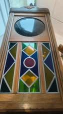 Vintage German Stained Glass Case Wall Clock Antique Unique 8 day Baduf