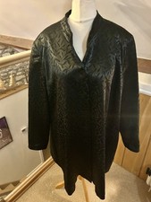 Sixteen 47 Jacquard Satin Mantel Jacke Blattmuster schwarz Größe 3 Abend 