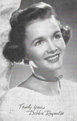 EXHIBIT CO. ARCADE ACTOR CARD EARLY 1950's DEBBIE REYNOLDS! RARE, POPULAR CARD!!