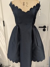 RED Valentino Garavani Sleeveless Scalloped V-Neck Mini Dress in Navy Blue