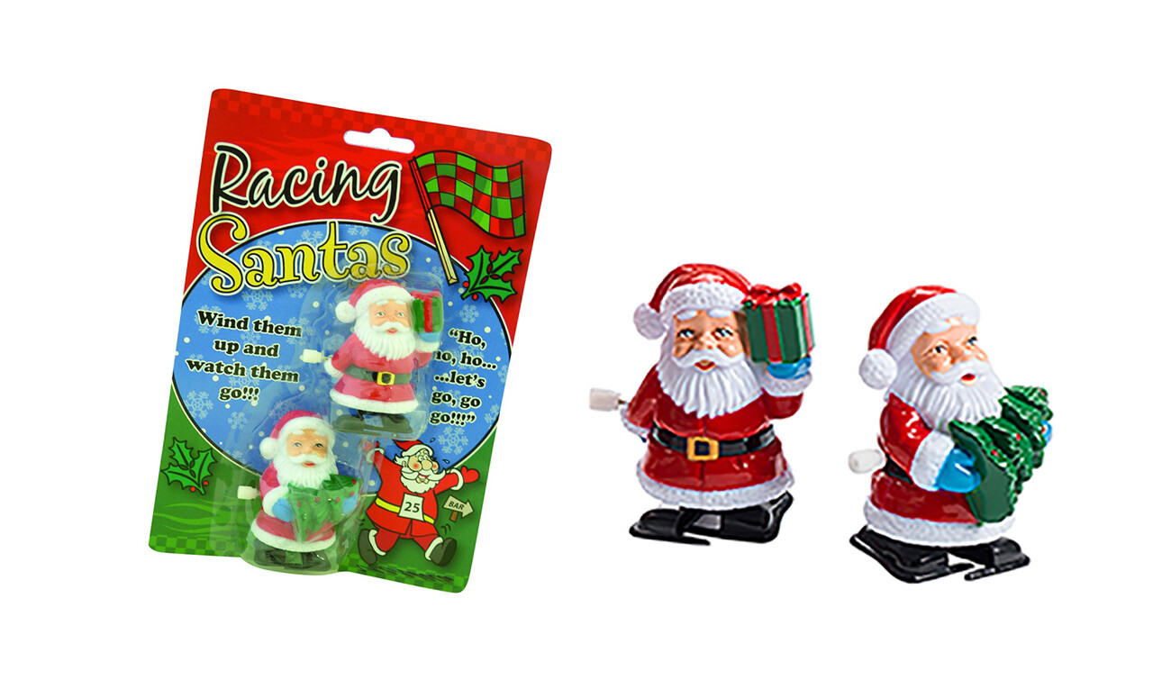 Wind Up Racing Toys (Santas, Xmas Dinners, Puddings, Reindeers or