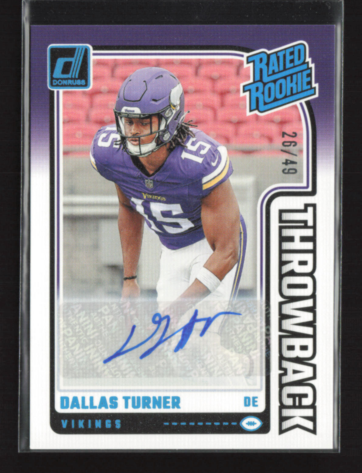 Dallas Turner 2024 Panini Donruss Auto 26/49 Rated Rookies Throwback [xdB77