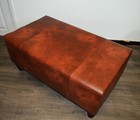 2 Str  Footstool Bench Seating  in Premium Chestnut Faux Leather