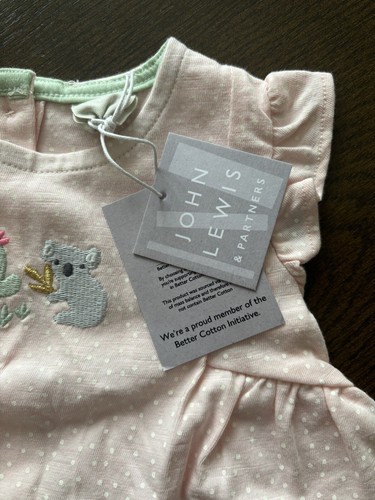 *BNWT* Baby Girl John Lewis Pink Koala Short-Sleeved Top. Aged 3-6 Months. - Picture 3 of 4