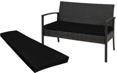 Outdoor 2 Sitzer Bankkissen Schwarz Sitzauflagen Wasserdicht Sitz für Rasen, Garten
