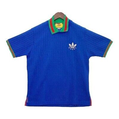 GUCCI x Adidas Logo Embroidered Short Sleeve Polo Shirt Blue GUCCI x Adidas Logo Embroidered Short Sleeve Polo Shirt Blue