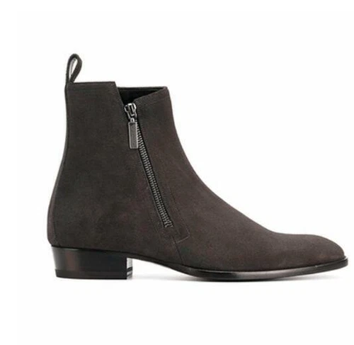 Hombres Botines Cuero Gamuza Real Montar Cremallera Lateral Zapatos de Parte Superior Alta - Imagen 5 de 19