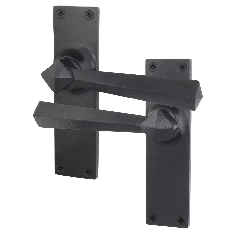 Black Iron Door Handle & Latch Set + Hinges Black Antique Tudor Latch Multipacks - Image 2 of 4
