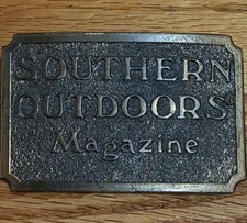 VTG 1982 Southern Outdoors Magazine S.O. Limited Edition Brass Belt Buckle RARE