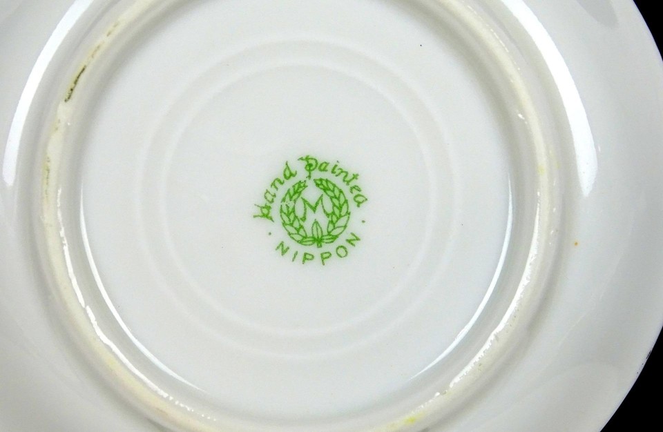 Nippon Japan Porcelain Poppies Antique 3 5/8" Handled Trinket Dish 1911