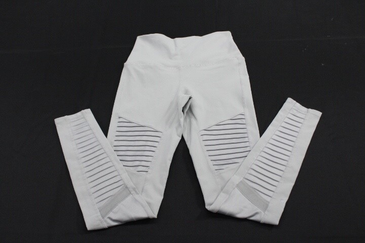 Alo Yoga High Waist Moto Leggings for Women Size Small Light Gray Athleisure Wear