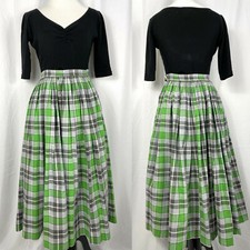 Vintage 1950's Green Plaid Skirt