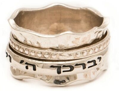 Blessing Spinning Ring in Sterling Silver with colorful Stones and Saintly Quot