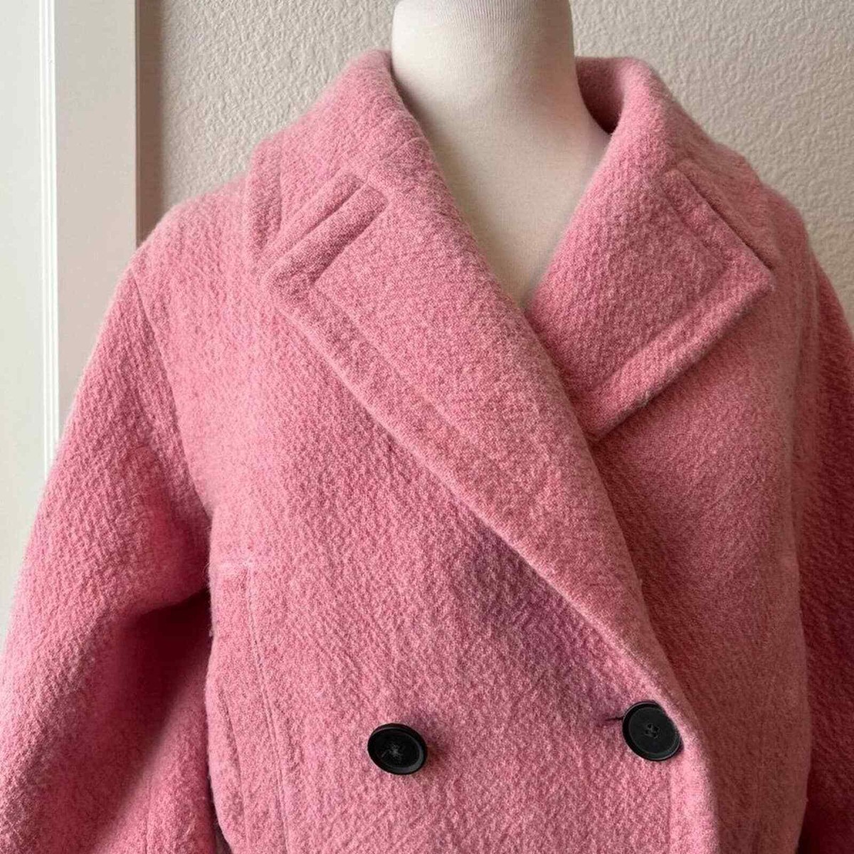 ASO Enid Sinclair Finale Coat Zara Pink Oversized Peacoat SA