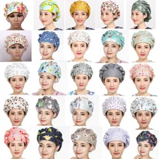 Newest Scrub Hat Adjustable Color  Cap Cotton Chef Kitchen Bouffant Hat Women