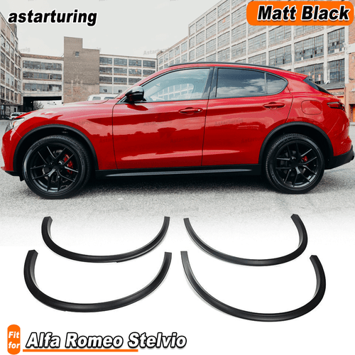 For Alfa Romeo Stelvio Matt Black Side Wheel Arch Fender Flares Molding Trims  - Bild 1 von 15