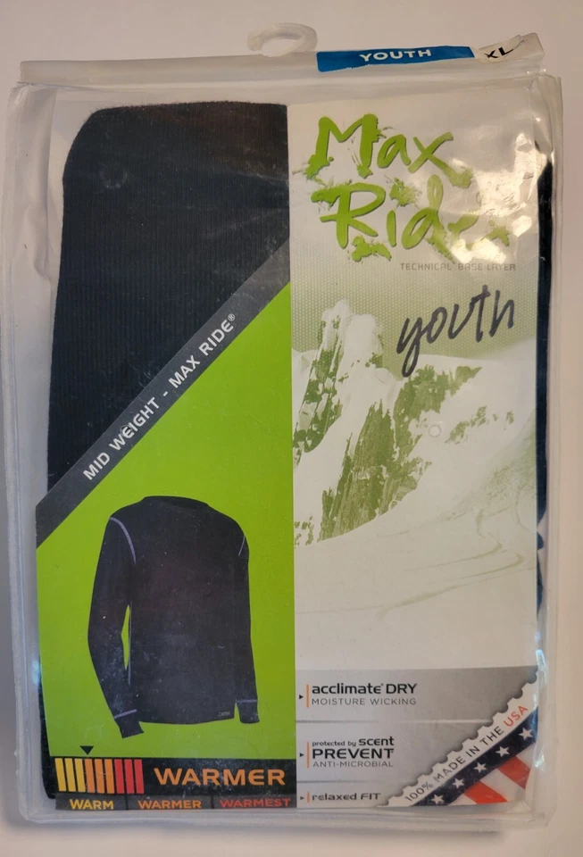 Polarmax Youth Top Size XL Technical Base Layer Mid Weight Warmer Black USA Made - Image 2 of 4