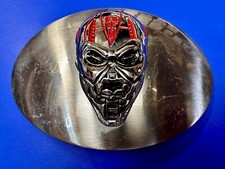 HUGE Terminator Skull Head Gothic Vibe Biker Large Oval Belt Buckle