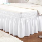 White Queen Size Bed Skirt 14 Inch Drop Elastic Wrap Around Dust Ruffle Bed S.