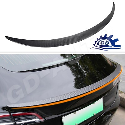 For 2017-2023 Tesla Model 3 Rear Spoiler Trunk Tail Wing Matte Carbon Fiber Look