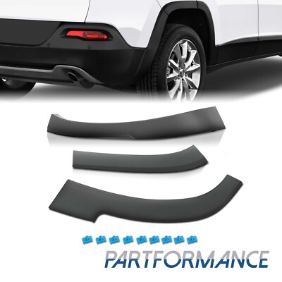 3PCS Rear Right Side Wheel Flare Fascia Molding Set Fit Jeep Cherokee 2014-2019