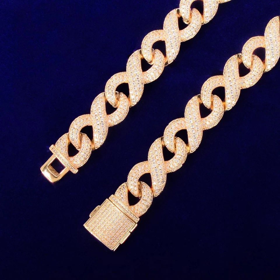15MM 3AAA+ CZ Ice Out Hop Hip Charm Miami Cuban Link Chain Necklace 16In-24In - Image 3 of 4