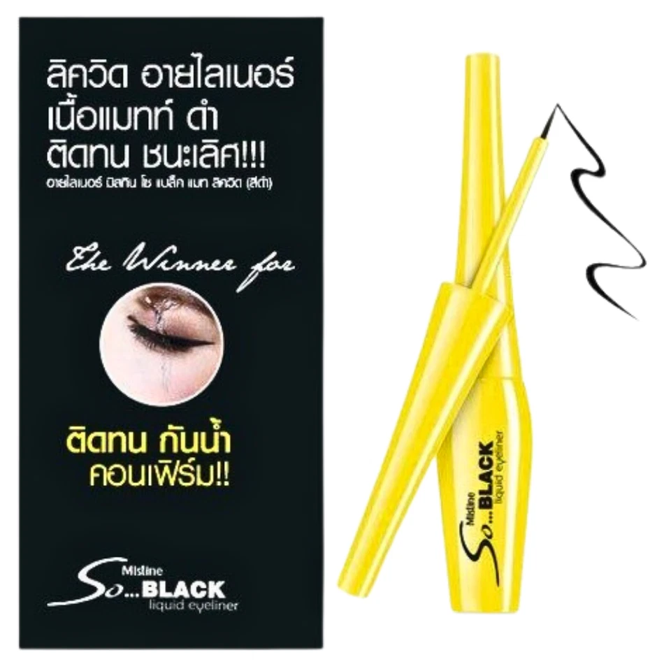 Mistine Eyeliner Liner Black Liquid Waterproof Makeup Matte Long Lasting 4.5g x3 - Image 2 of 4