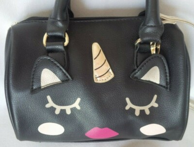 Luv Betsey Johnson UniKitty - Mini Black Unicorn Kitty Cat Satchel