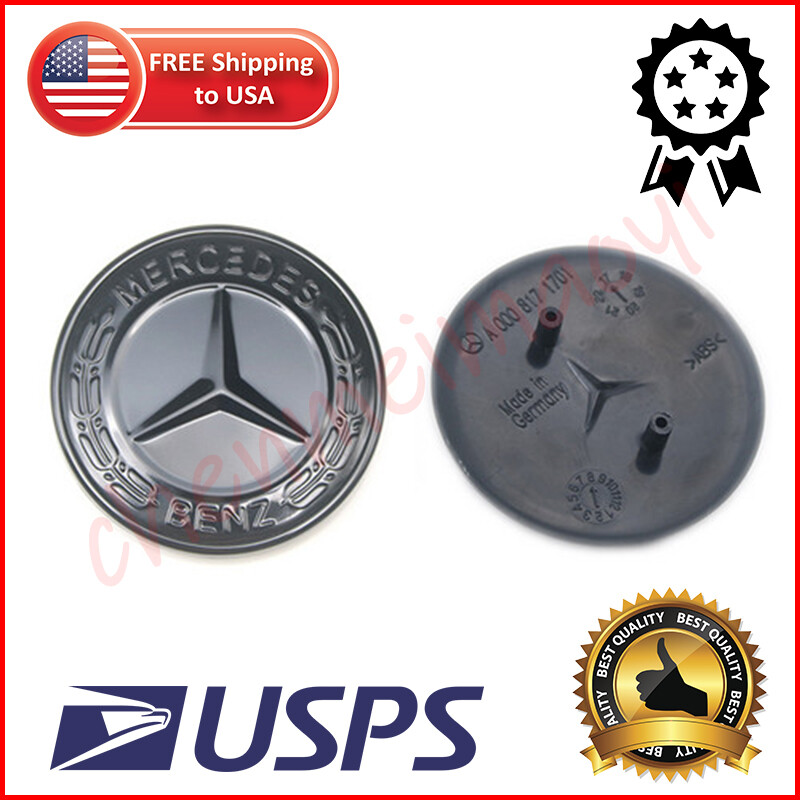 NEW AMG MERCEDES-BENZ Glossy Black WREATH FLAT BONNET BADGE EMBLEM A0008171701