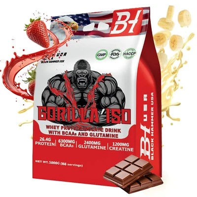 GORILLA Isolate Whey Protein 5KG | Fast Absorption, Muscle Recovery | Black Hammer USA